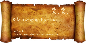 Kőszeghy Karina névjegykártya